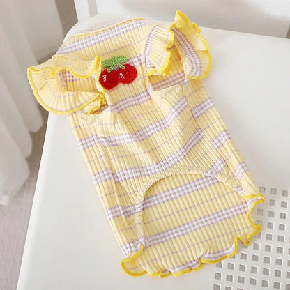 Cherry Striped Dog Vest – Cute Summer Shirt for Small Dogs