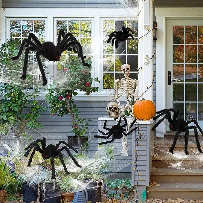Giant Plush Black Spider Halloween Decoration – Multiple Sizes
