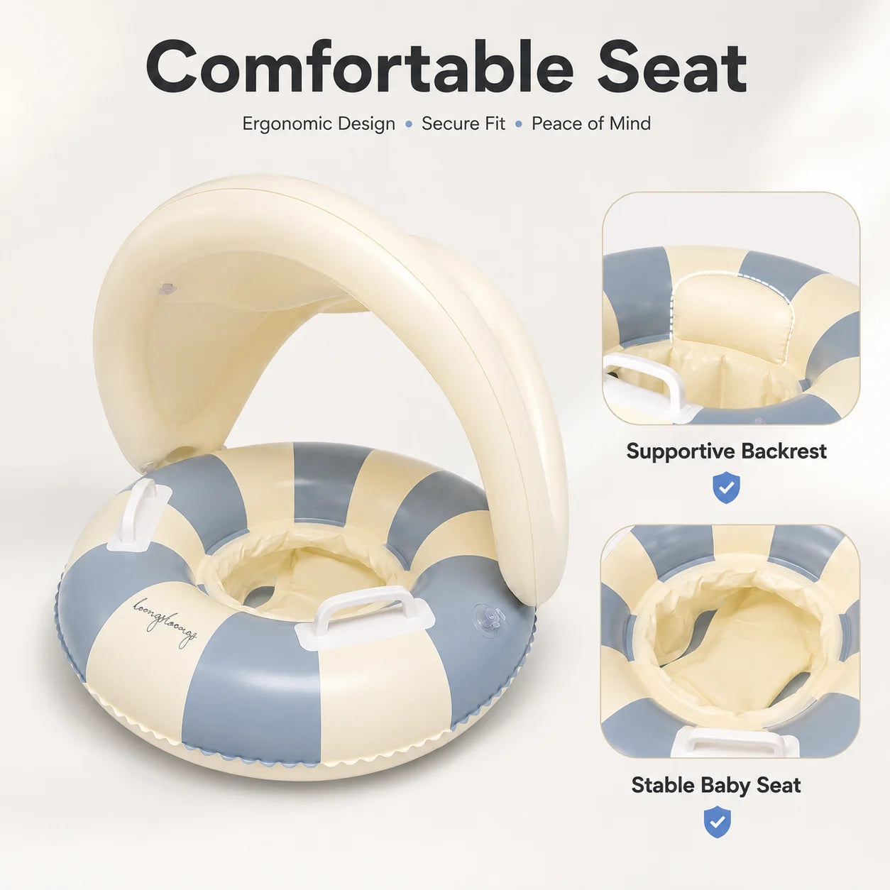 Baby Pool Float Seat Ring with Removable Sunshade