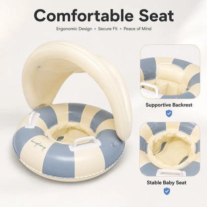 Baby Pool Float Seat Ring with Removable Sunshade