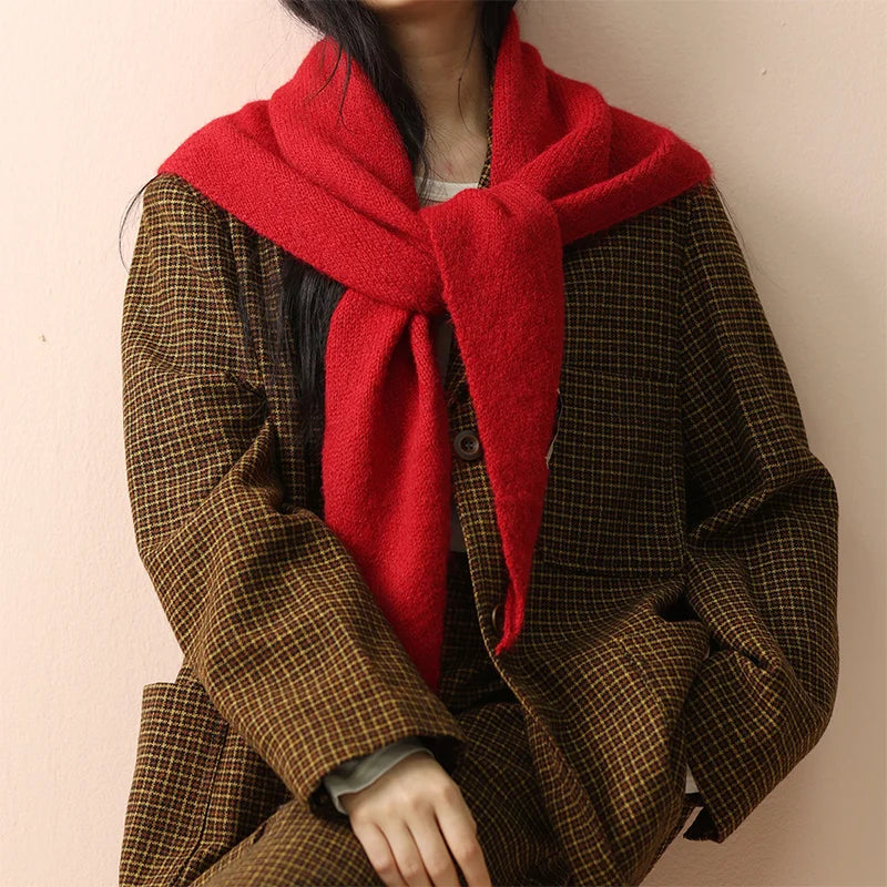 Women's Knitted Triangular Scarf – Oversized Wool Wrap Headscarf