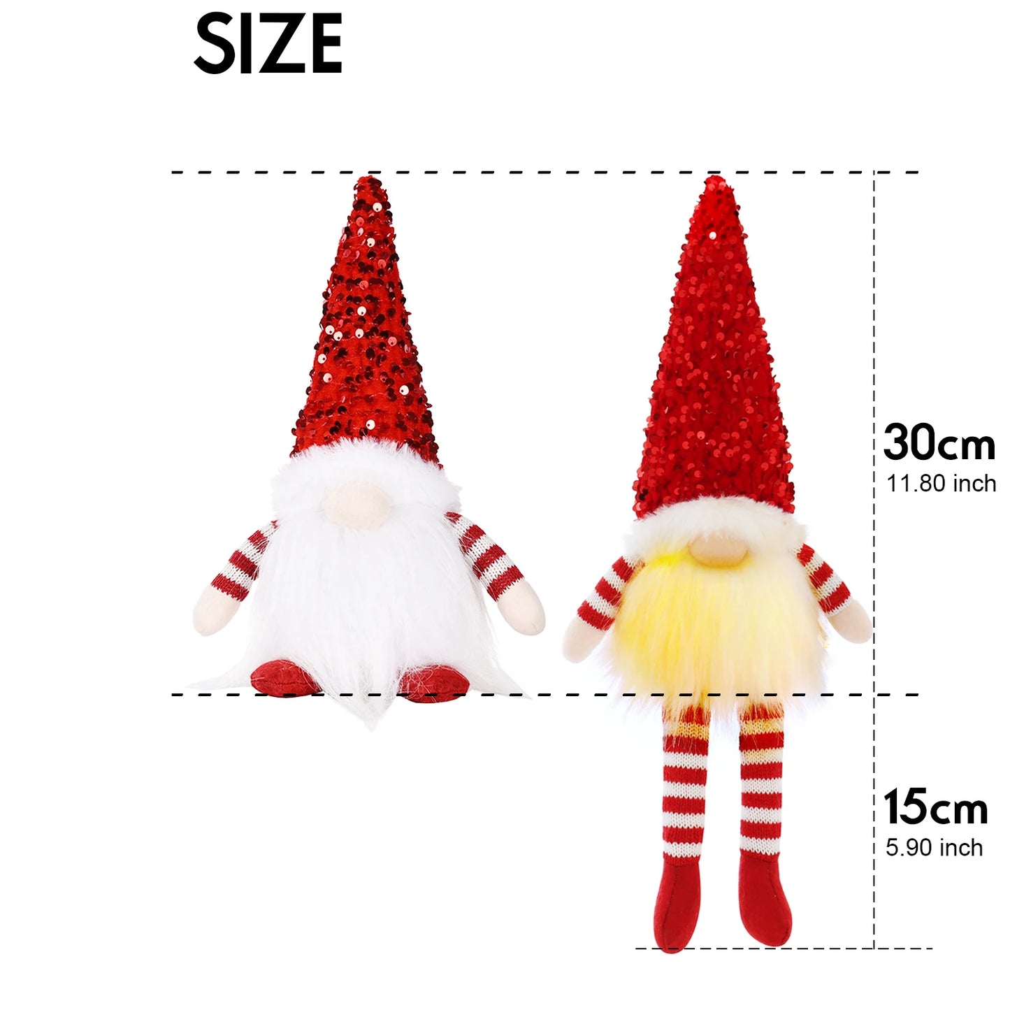 Light-Up Christmas Gnome Figurine – Glowing Sequin Faceless Doll Holiday Decoration