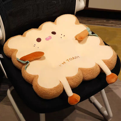 Cartoon Toast Seat Cushion – Cute Plush Chair Pad, Washable