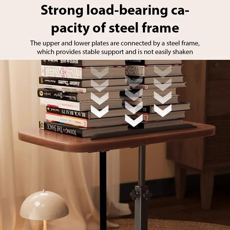 Height-Adjustable C-Shaped Side Table with Flip Desktop