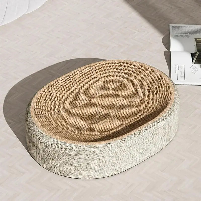 Oval Sisal Cat Scratcher Bed – 2-in-1 Scratching Pad & Sleeping Mat