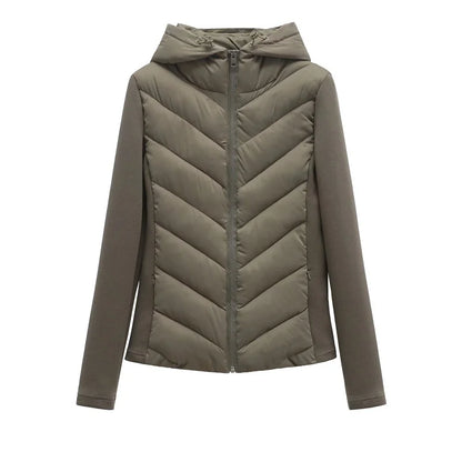 Women's Hooded Patchwork Cotton Jacket – Long Sleeve Sport Coat