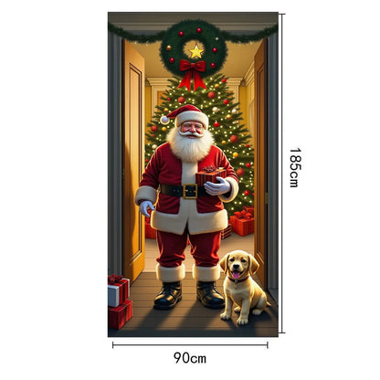 Christmas Door Cover – Santa Claus Holiday Decoration 35x73in