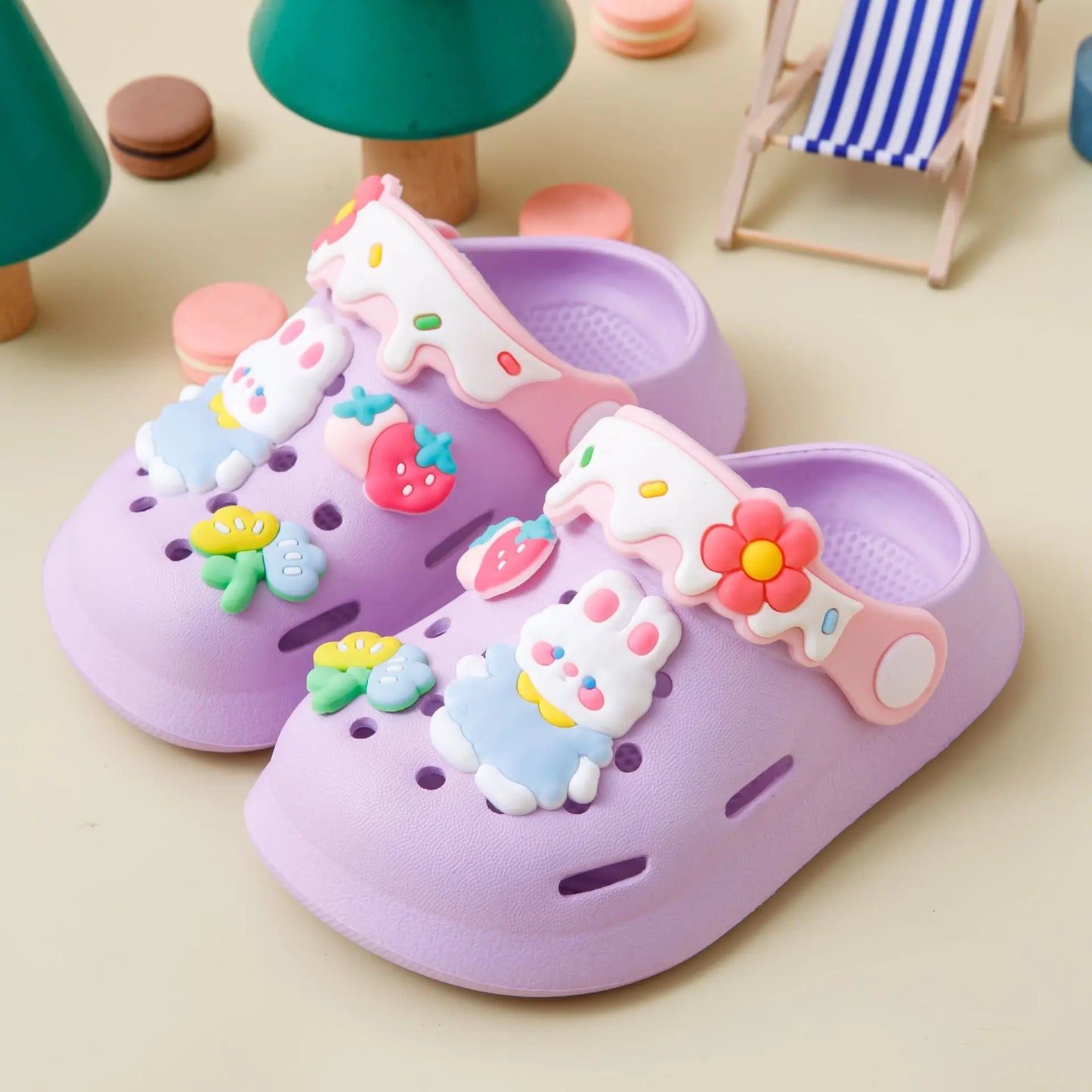 Cartoon Bunny Kids Clogs – Girls Soft Sole Garden Shoes