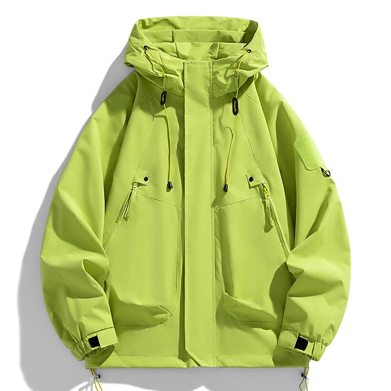 Men's Waterproof Hooded Windbreaker Jacket – Lightweight Cargo Coat