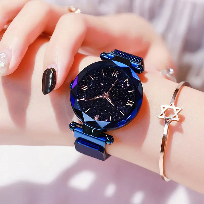 Starry Sky Women's Quartz Watch – Magnetic Mesh Band