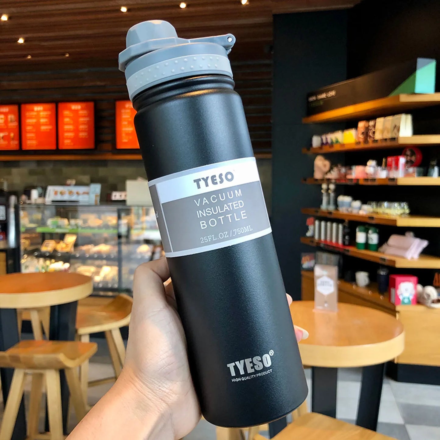 TYESO Vacuum Insulated Bottle 750ml Stainless Steel Travel Thermos