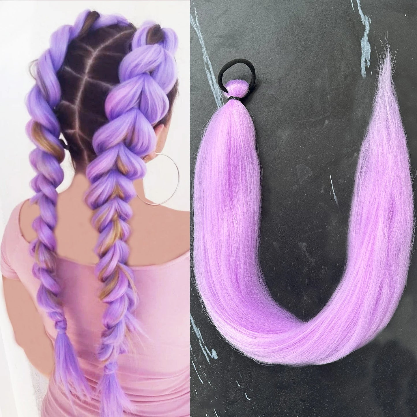28-Inch Synthetic Straight Ponytail – DIY Braided Hair Extension
