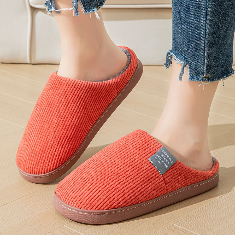 Women's Plush Indoor Slippers – Thick Sole Non-Slip Warm Winter