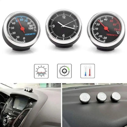 Mini Car Dashboard Clock, Thermometer & Hygrometer Gauge
