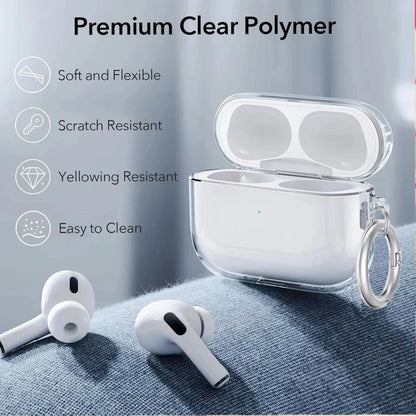 Clear TPU AirPods Case with Ring Clip – Shockproof Transparent Cover