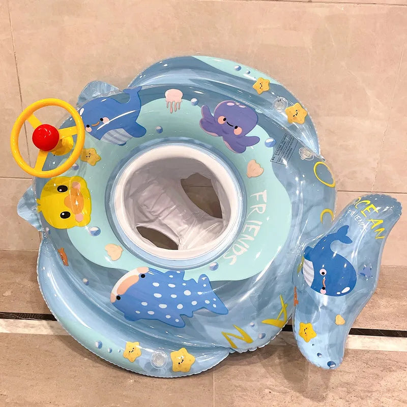 Baby Swim Ring Inflatable Seat Float with Ocean Friends Print