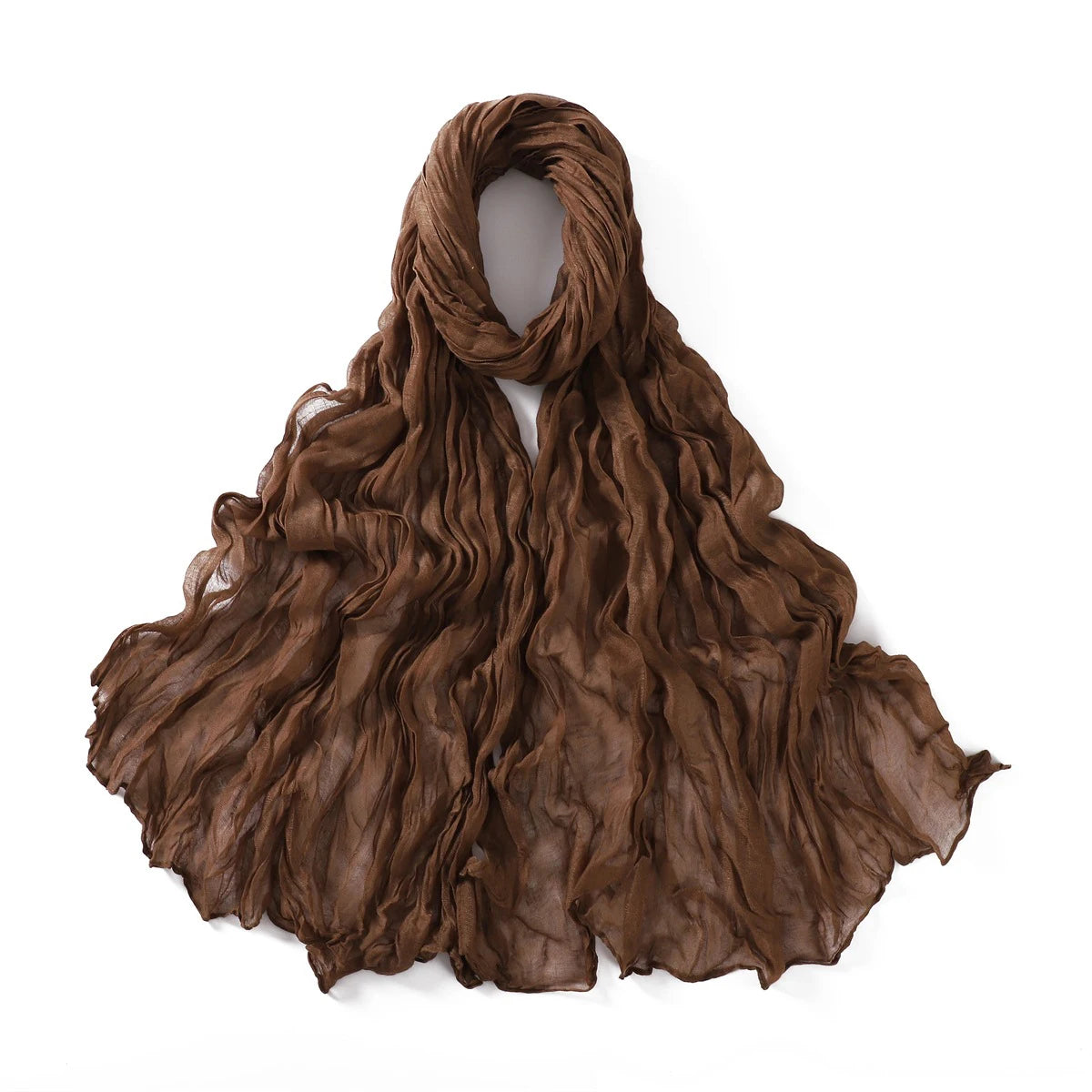 Women's Crinkle Cotton Voile Scarf – Lightweight Solid Color Shawl