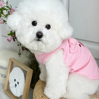 Waffle Knit Pet Vest Cute Puppy Shirt with Leash Ring for Dogs & Cats