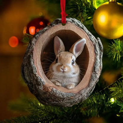 Animal Christmas Tree Ornament – Acrylic 2D Pendant (Owl, Bunny, Squirrel & More)