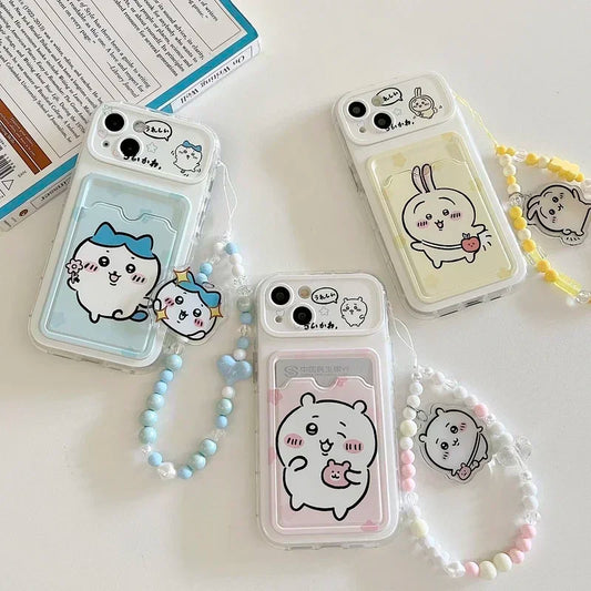 Cute Cartoon Japan Anime Chiikawa Card Wallet Pocket iPhone Case