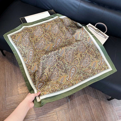 Faux Silk Square Scarf – Elegant Printed Shawl for Women