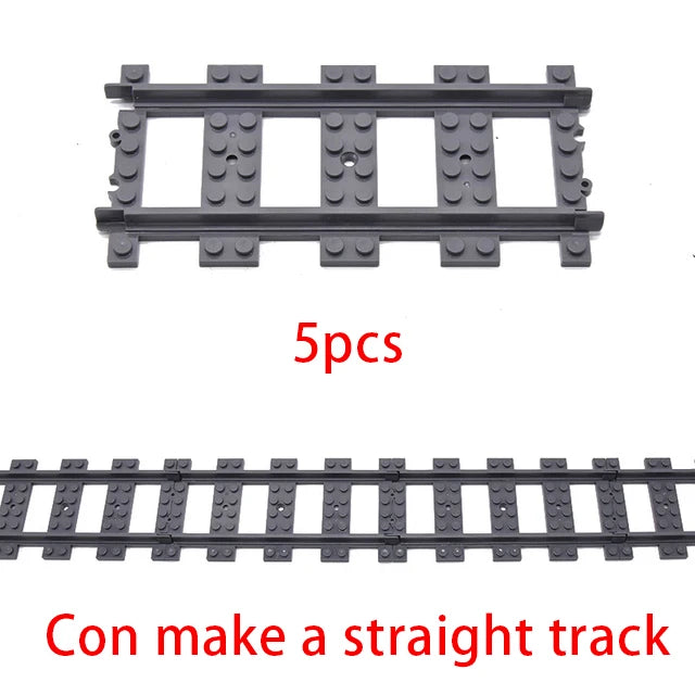 City Train Track Building Block Parts – Straight, Curved & Switch Rails
