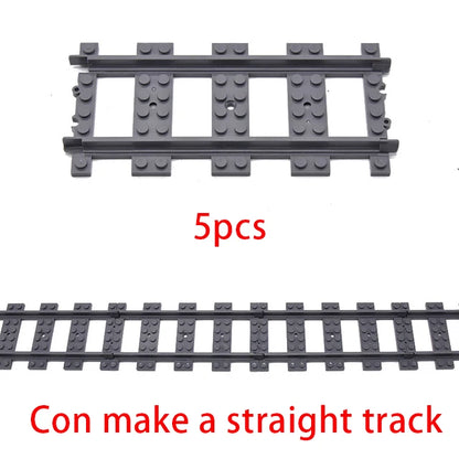 City Train Track Building Block Parts – Straight, Curved & Switch Rails