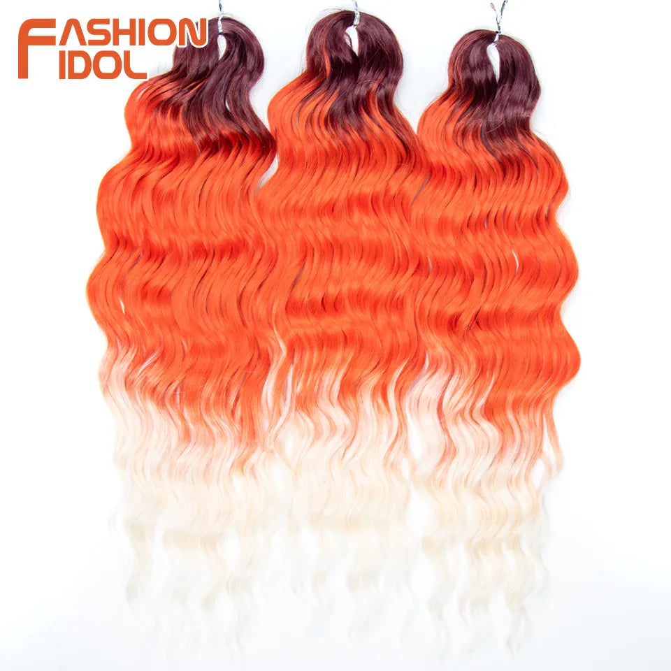 Deep Wave Braiding Hair Extensions 24 Inch – Synthetic Water Wave Crochet Hair