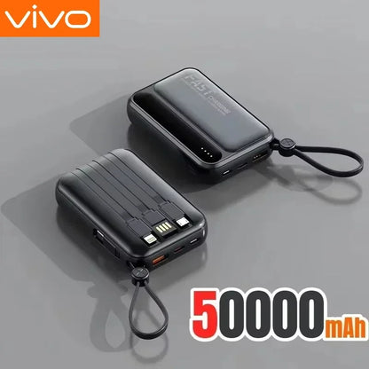Portable Power Bank with Built-in Cables – Fast Charging 10000–50000mAh