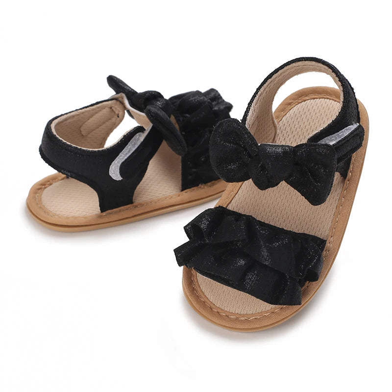 Baby Girl Sandals – Princess Ruffle Flat Shoes with Anti-Slip Rubber Sole