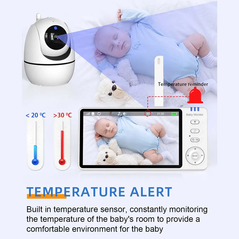 5-Inch Video Baby Monitor with PTZ Camera & Zoom