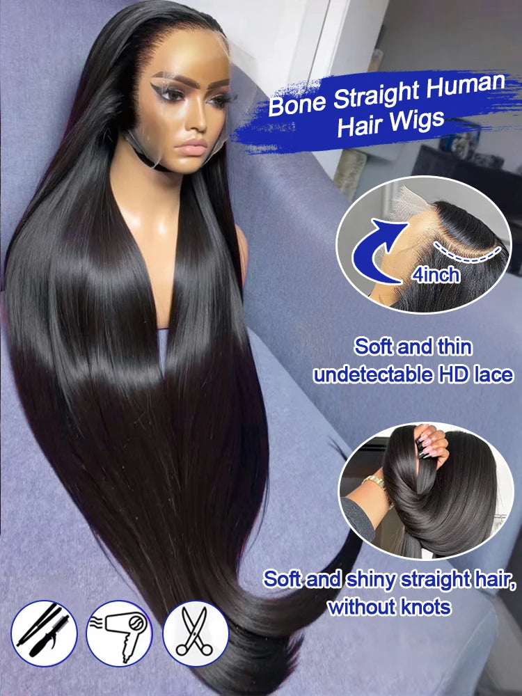 13x6 HD Lace Front Wig Straight Human Hair Glueless Malaysian Virgin