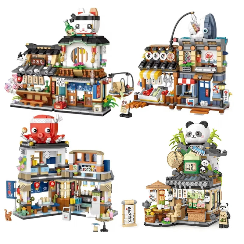 Street View Cafe Building Blocks Set – Cute Bear Coffee Shop Model
