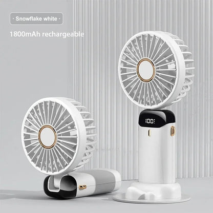 Handheld Mini Fan Foldable 5-Speed USB Rechargeable with Phone Stand & LED Display