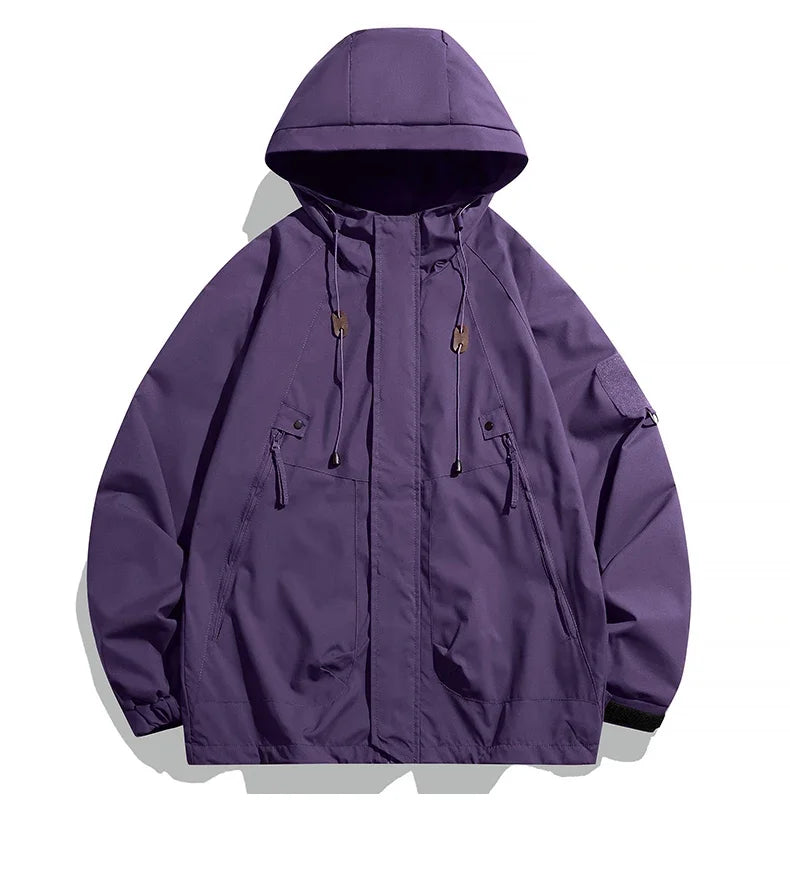 Men's Waterproof Hooded Windbreaker Jacket – Lightweight Cargo Coat