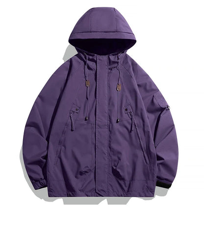 Men's Waterproof Hooded Windbreaker Jacket – Lightweight Cargo Coat