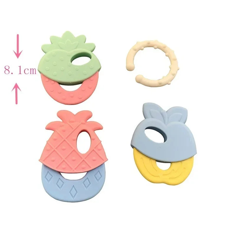 Baby Silicone Teether Toy - Fruit Shape Rattle for Newborns