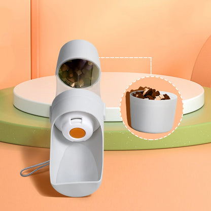 Portable Dog Water Bottle with Food Storage & Feeder Bowl – 500ml