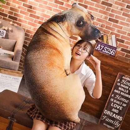 3D Dog Plush Throw Pillow – Lifelike Animal Cushion