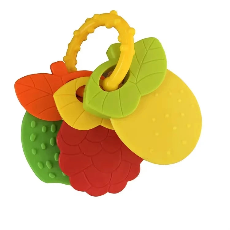 Baby Silicone Teether Toy - Fruit Shape Rattle for Newborns