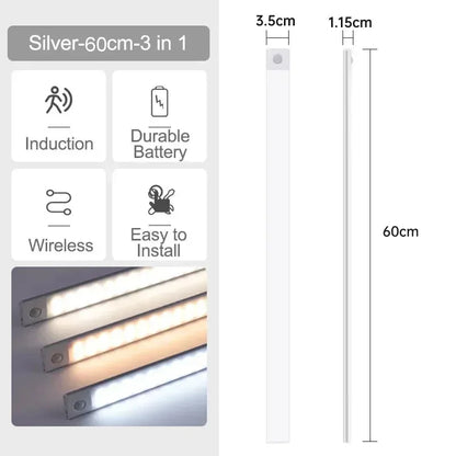 Motion Sensor LED Under Cabinet Light – USB Rechargeable, 3 Color Modes