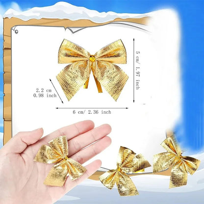 Christmas Bow Ornaments – Mini Bowknot Tree Decorations 12/24/36 Pack