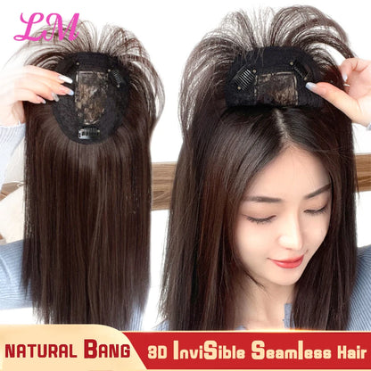 Clip-In Hair Topper with Bangs – Invisible Seamless Crown Coverage