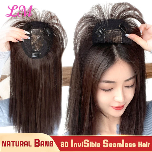 Clip-In Hair Topper with Bangs – Invisible Seamless Crown Coverage