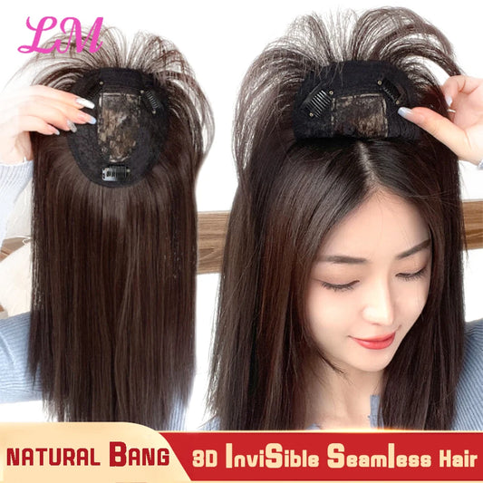 Clip-In Hair Topper with Bangs – Invisible Seamless Crown Coverage