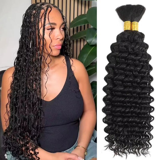 Deep Wave Human Braiding Hair Bulk 100g No Weft for Boho Braids