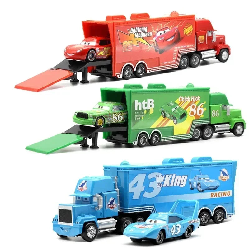 Disney Pixar Cars Lightning McQueen Dinoco Mack Truck Toy Set