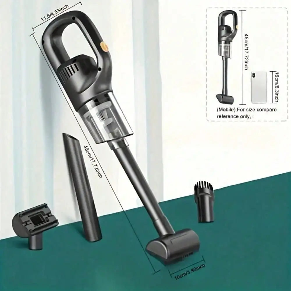 Portable Wireless Handheld Vacuum Cleaner – Car & Home Use with 3 Brush Heads