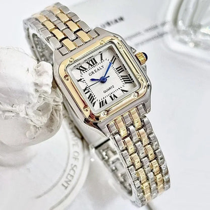 Women's Luxury Rhinestone Square Quartz Watch – Steel Band