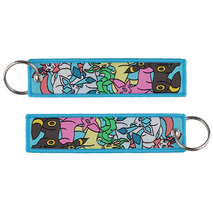 Anime Embroidered Keychain - Cute Cartoon Jet Tag Key Ring